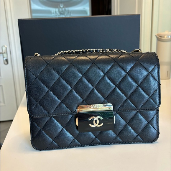 Chanel Black Crossbody Bag with Gold Chain - Picture 1 of 8